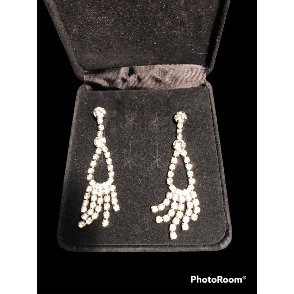Vintage Rhinestone Dangle Earrings 